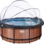 EXIT Wood Pool Ø360cm mit Abdeckung und Sandfilterpumpe. Stahlrahmenpool in Holzoptik.