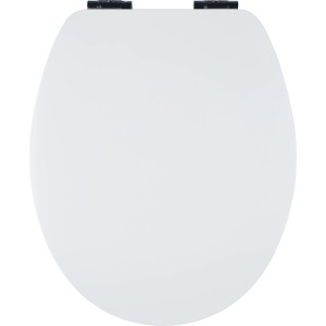 Weißer baliv WC-Sitz Holena mit Absenkautomatik und Holzkern, Draufsicht.