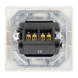 Dynavox Lautsprecherdose I mit 4 Klemmen, Rückansicht mit Anschlüssen.