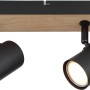 Globo Strahler Robby, 3-flammig, schwarz matt mit Holzoptik. Moderner Spot für GU10 Leuchtmittel.