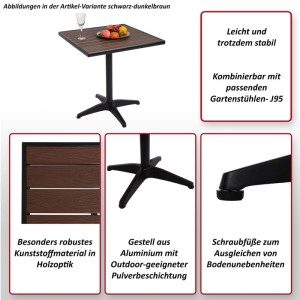 MCW Gartentisch J95 Schwarz Grau