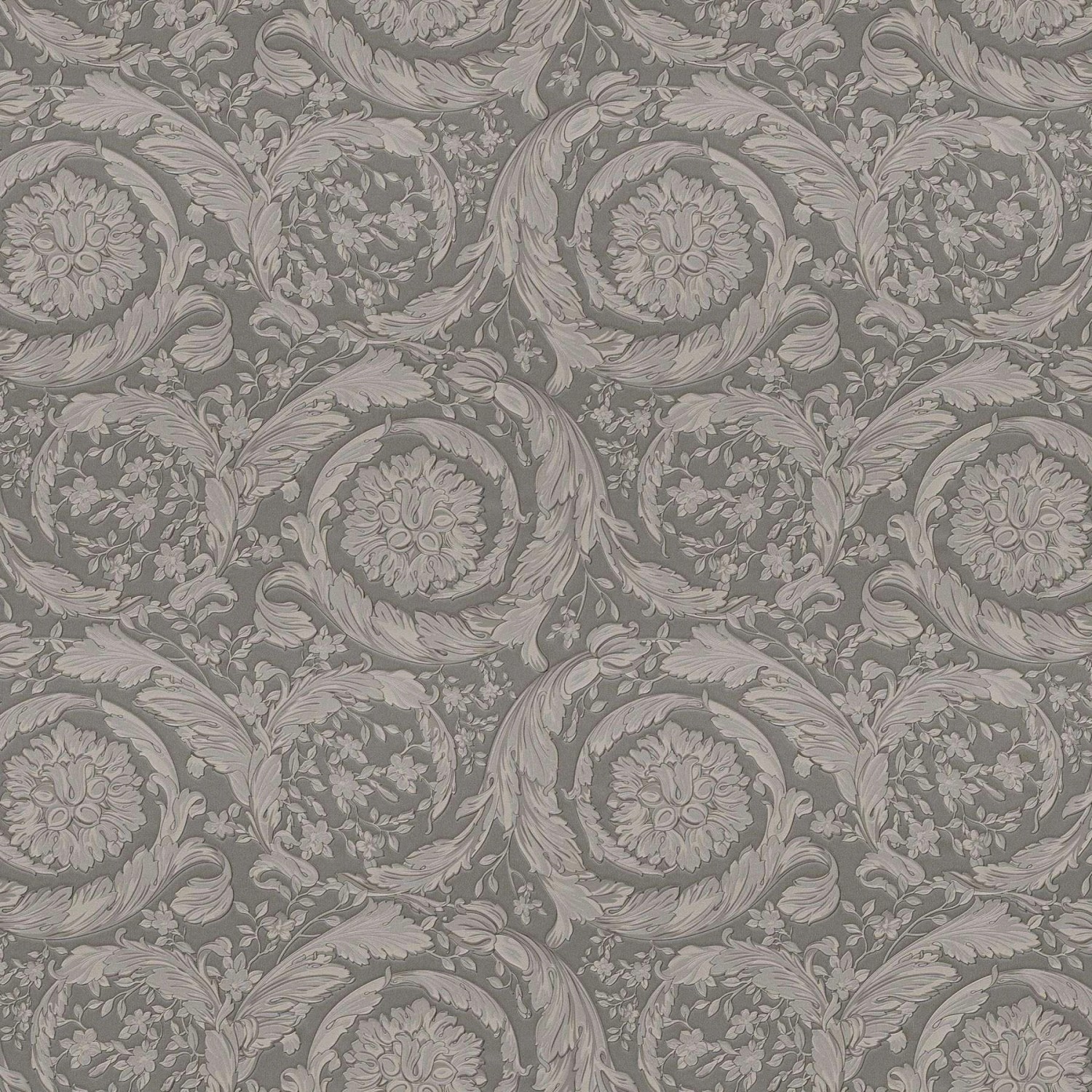 Bricoflor Barock Tapete für Wohnzimmer und Schlafzimmer Edle Vliestapete mit Ornament in Grau und Silber Englische Vinyltapete Im Eleganten Stil