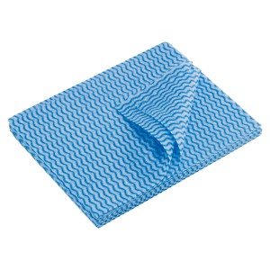 Stapel blaue Wischtücher aus Vlies, 10 Stück für leichte Schmutzentfernung.