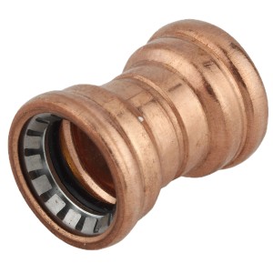 Kirchhoff Doppelmuffe, 15 mm, aus blankem Kupfer zum Verbinden von Rohren in Heizungs- und Trinkwasseranlagen.