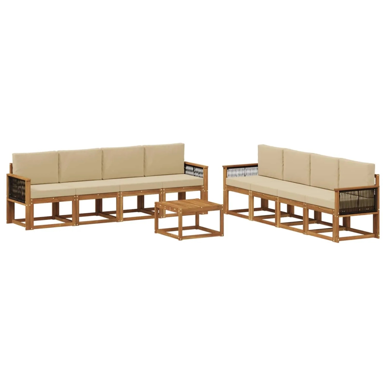 vidaXL Outdoor-Sofagarnitur mit Kissen 7 Stk Natur 3385094