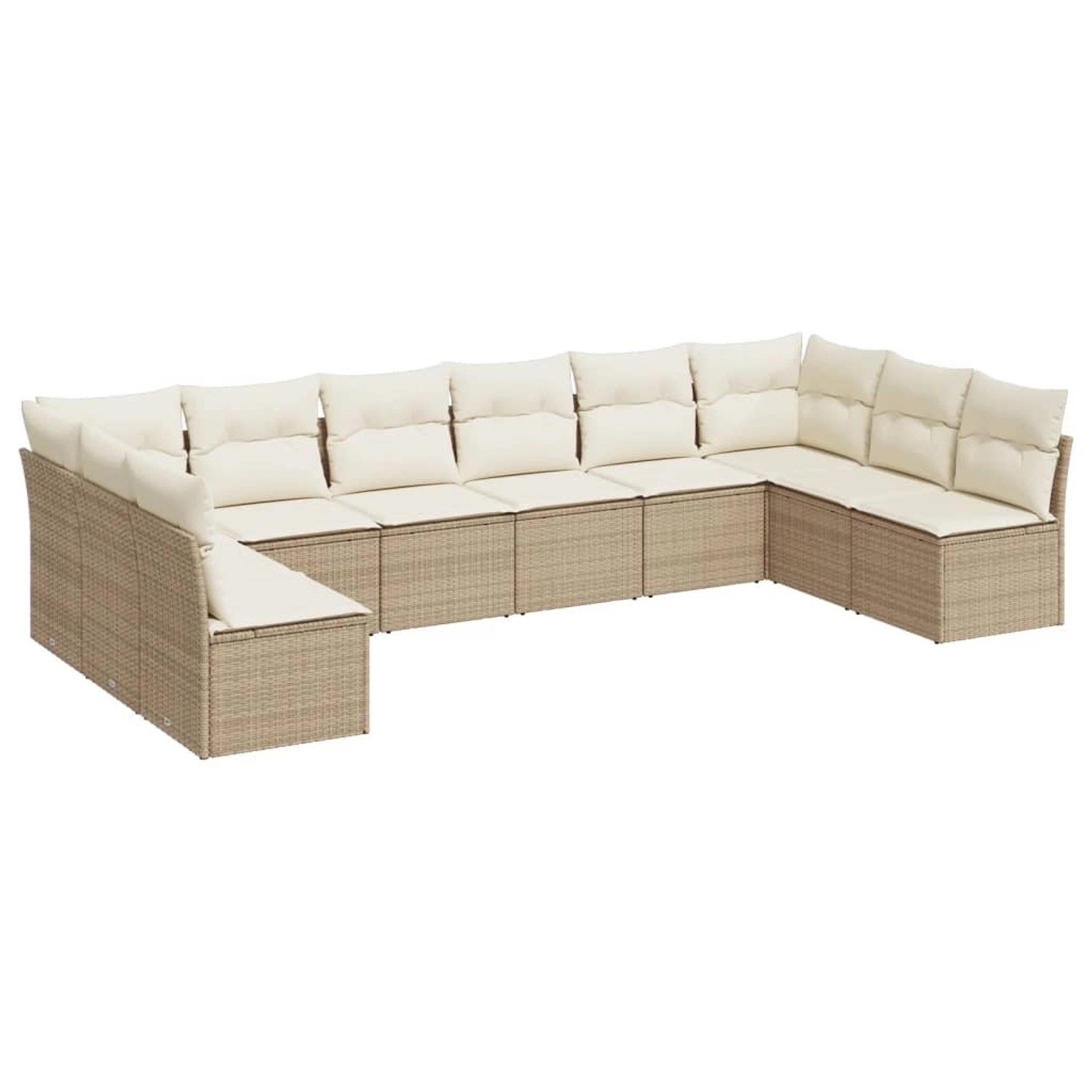 vidaXL 10-tlg Garten-Sofagarnitur mit Kissen Beige Poly Rattan Modell 47