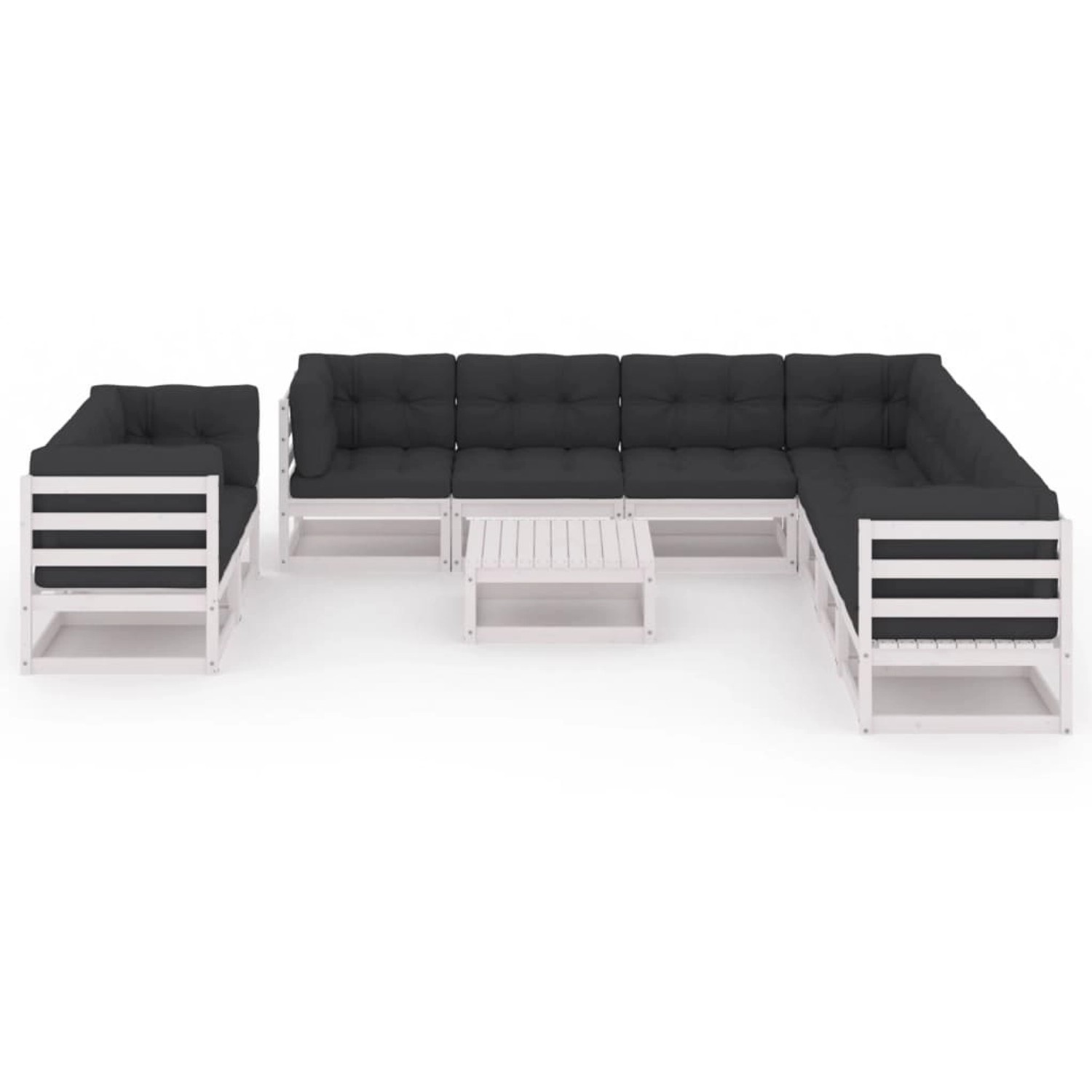 10-tlg. Garten-lounge-set Mit Kissen Weiß Kiefer Massivholz günstig online kaufen