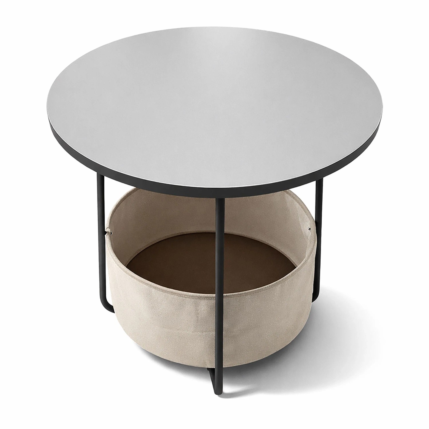 Relaxdays Beistelltisch Metall MDF Grau Cremeweiß Mit Korb 50 cm x 45 cm