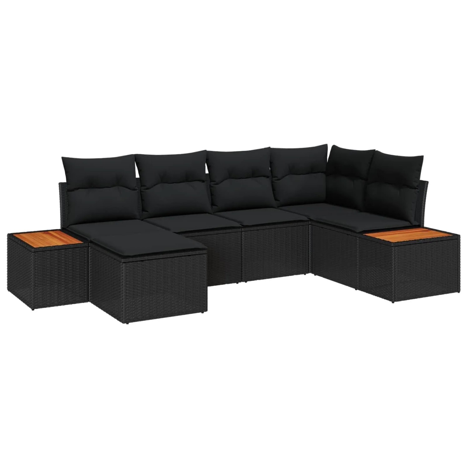 vidaXL Gartensofa-set mit Kissen 6-Tlg Schwarz Poly-Rattan 3356788 günstig online kaufen