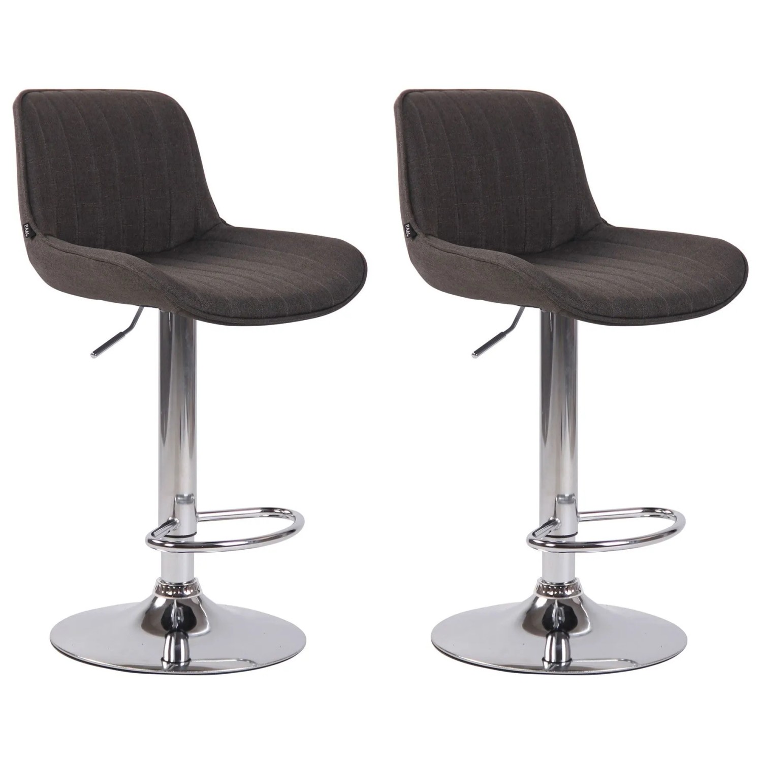 DELUKE 2er Set Barhocker BEKIM Stoff Dunkelgrau 50x50x86cm Silber Barstuhl Höhenverstellbar Mit Lehne Drehbar Tresenhock...