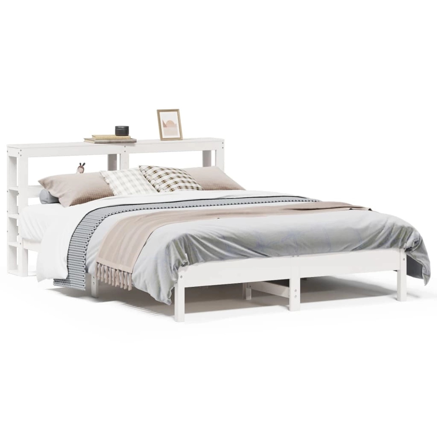 vidaXL Massivholzbett ohne Matratze Weiß 160x200 Kiefernholz 3306142 günstig online kaufen