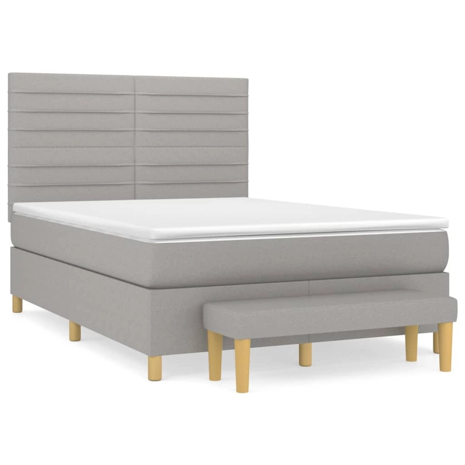 vidaXL Boxspringbett Boxspringbett mit Matratze Hellgrau 140x200 cm Stoff B günstig online kaufen