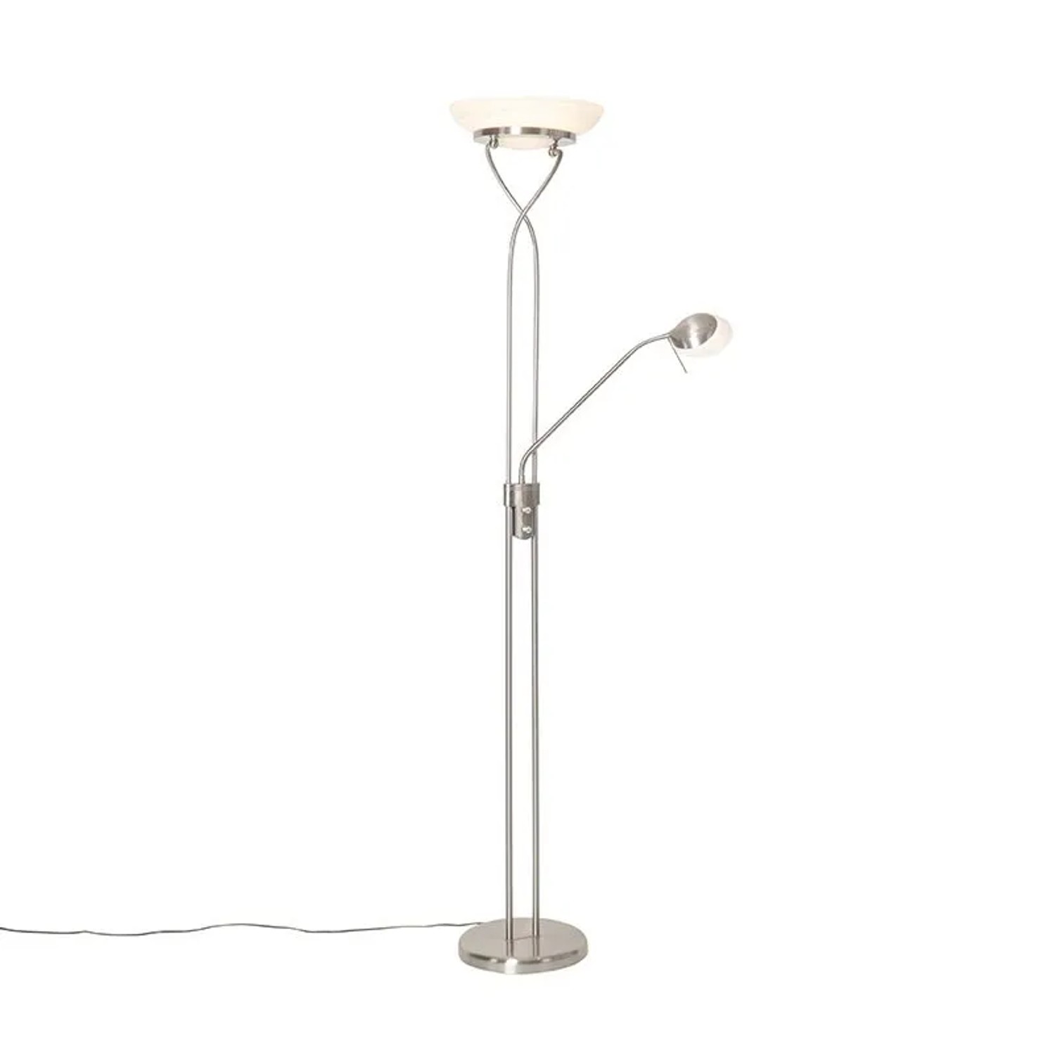 QAZQA Stehleuchte aus Stahl mit LED und Dimmer mit Leselampe Empoli
