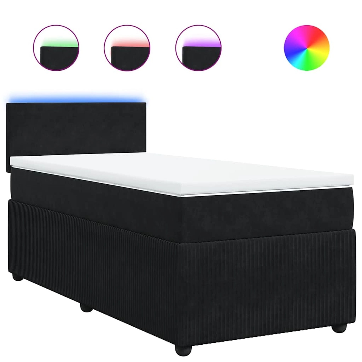 vidaXL Boxspringbett mit Matratze Schwarz 90x200 cm Samt 3289934 günstig online kaufen
