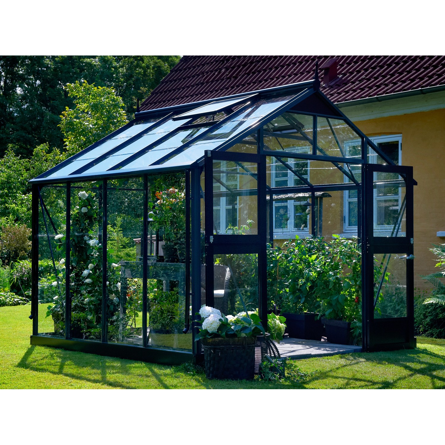 Juliana Gewächshaus Premium 8,8 m² 3 mm Sicherheitsglas Anthrazit-Schwarz günstig online kaufen