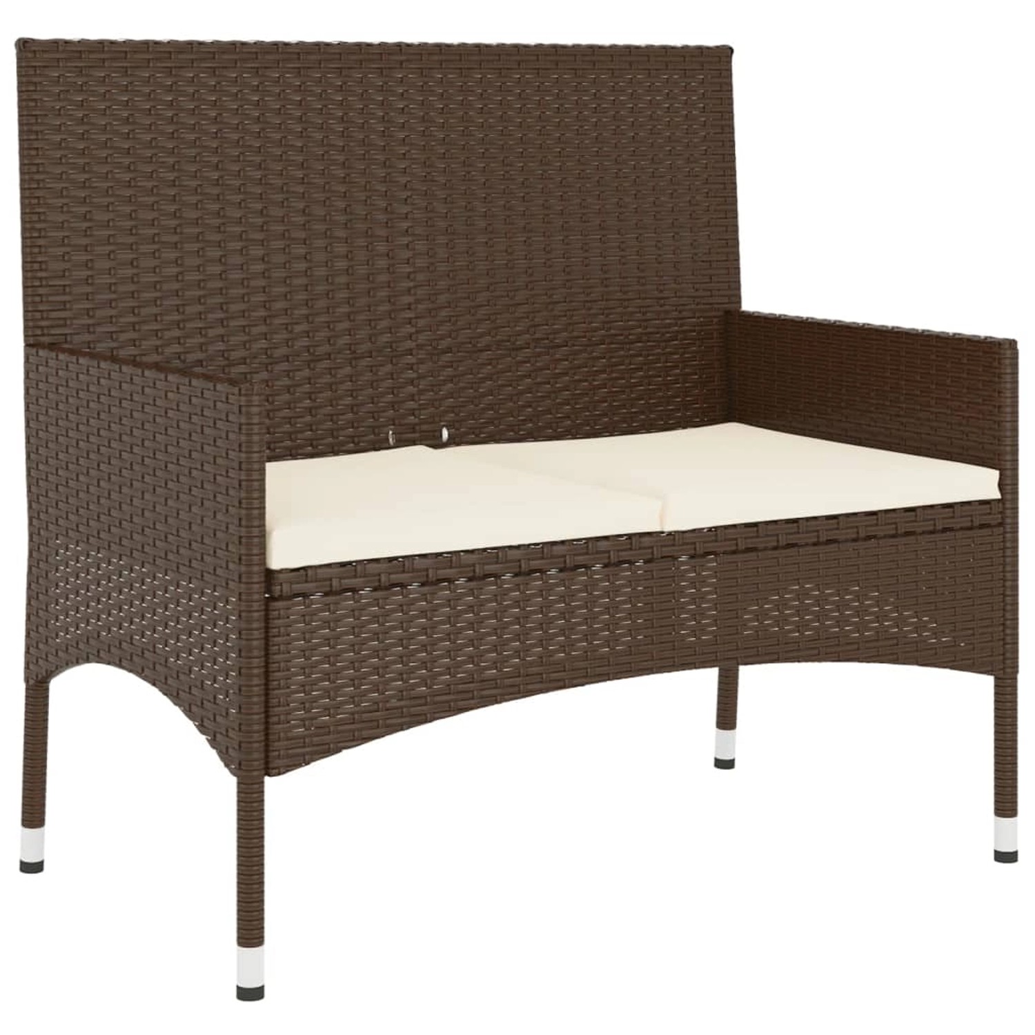 furnicato Gartenbank 2-Sitzer mit Kissen Braun Poly Rattan günstig online kaufen