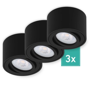 Oktaplex 3er Set Aufbauspots Lile S, dimmbar, neutralweiß, schwarz. Lampen & Leuchten für Innenräume.