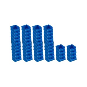 PROREGAL SuperSparSet: 48 blaue Sichtlagerboxen, 6x10x10 cm, 0,4 Liter, für Aufbewahrungssysteme.