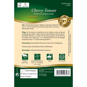 Saatguttüte Quedlinburger Cherry-Tomate Tombolino: Süße, rote Tomaten für Beet, Balkon und Gewächshaus.