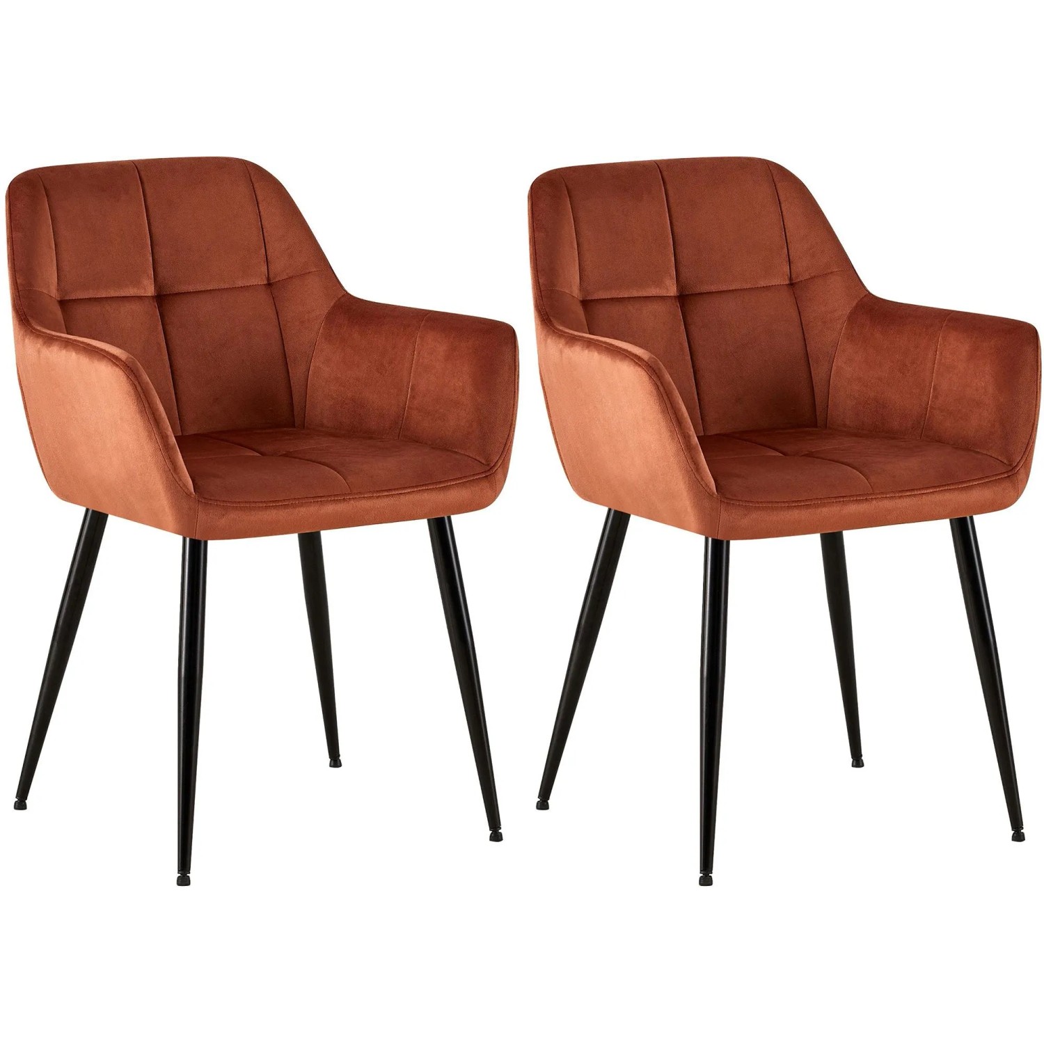 DELUKE 2er Set Esszimmerstuhl POFAR Samt Braun 56,5x61x84cm Essstühle Esszimmerstühle Küchenstühle Wohnzimmerstühle