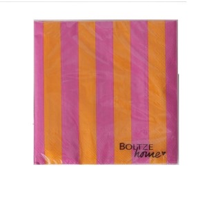 Boltze Servietten Color, 20 Stück, rosa-orange gestreift, quadratisch.