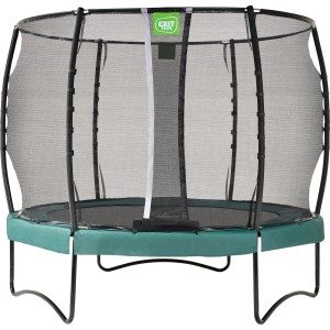Grünes EXIT Allure Premium Trampolin Ø 305 cm mit Sicherheitsnetz.