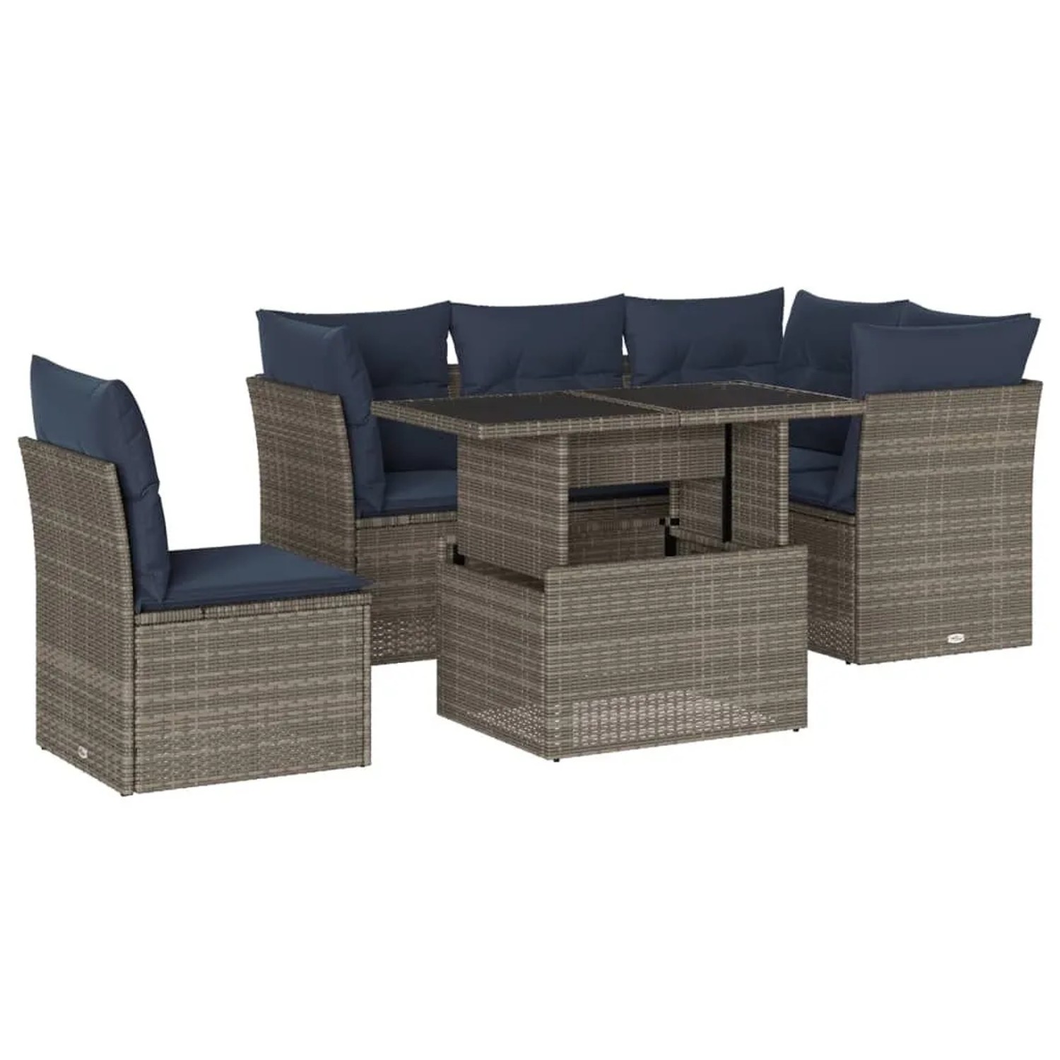 vidaXL 6-Tlg Gartensofa-Set mit Kissen Grau Polyrattan 3266591 günstig online kaufen