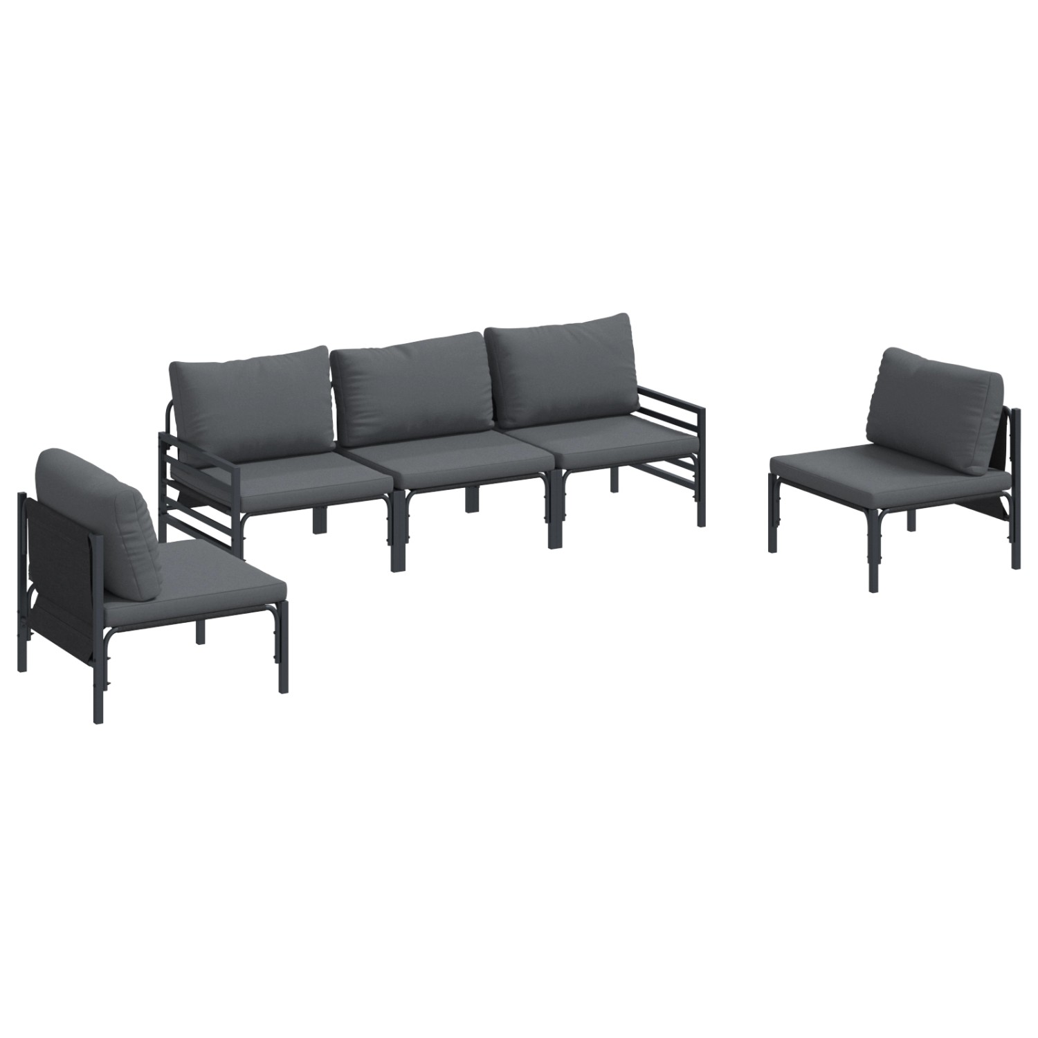 vidaXL Garten-Sofa-Set 5-Tlg Anthrazit Stahl 3378974 günstig online kaufen