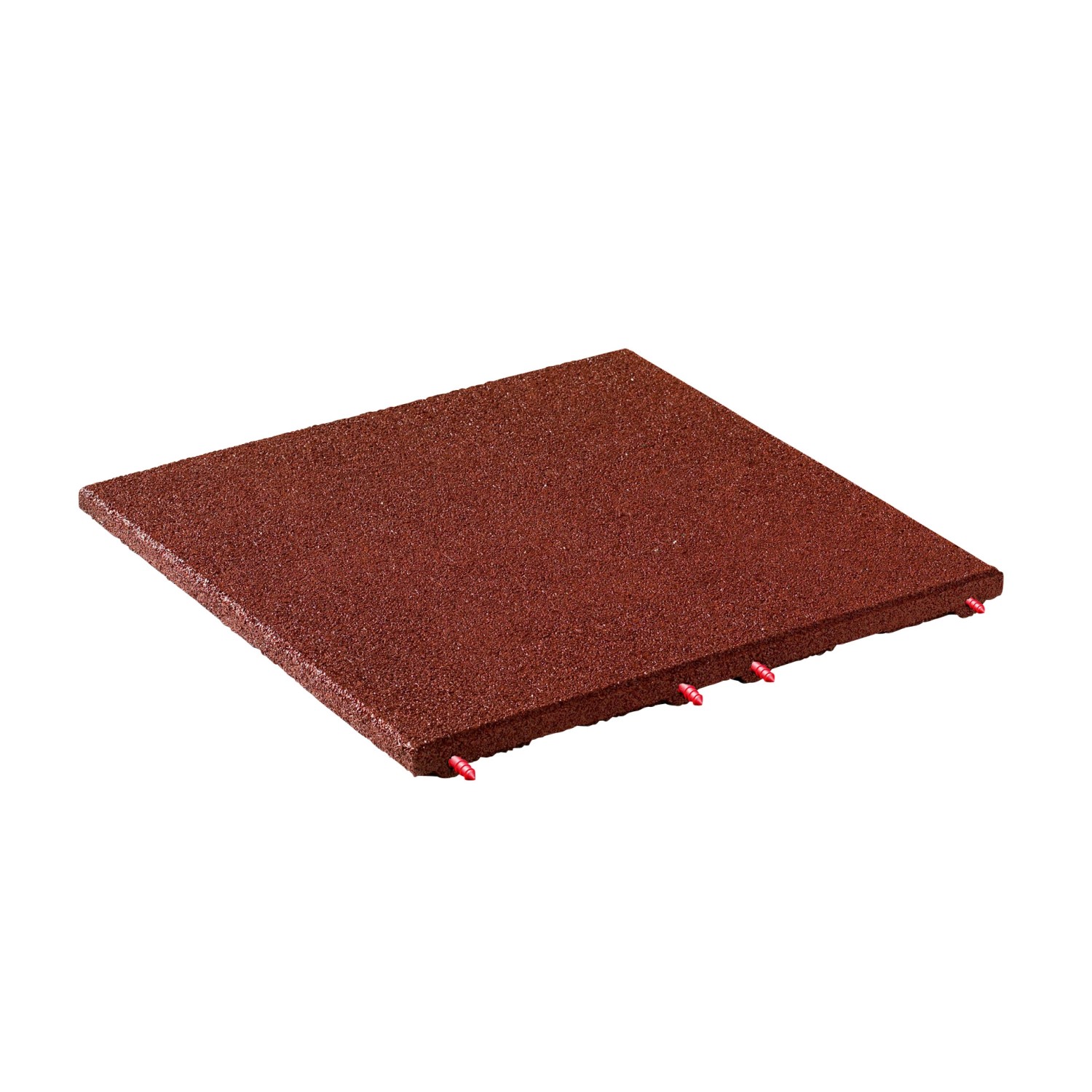 Fallschutzplatte rotbraun, 50x50x3 cm, Elastikmatte für Terrasse & Spielplatz.