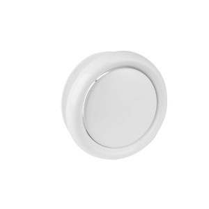 Weißes Tellerventil System 100 aus Kunststoff für Flachkanalsysteme.