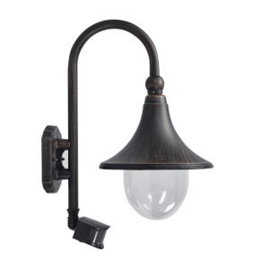 Lindby Daphne Außenwandleuchte mit Bewegungsmelder, Retro-Design, schwarz, IP44