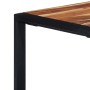 Detailansicht: vidaXL Couchtisch aus Akazie Massivholz mit schwarzem Stahlgestell.