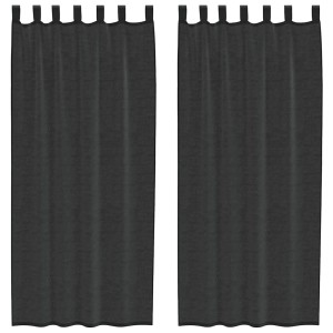 vidaXL Voile Vorhänge mit Lasche 2 Stk Schwarz 4102259
