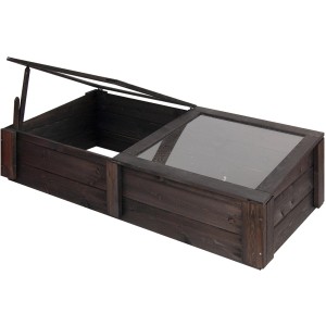 Anthrazit Frühbeet-Aufsatz (142x68cm) für Hochbeete mit Kunststoffglas-Deckel.