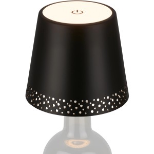 Brilo Akku-Flaschenlicht Flaska, schwarz, mit Perforation am Schirm, als Deko-Leuchte für Flaschen.