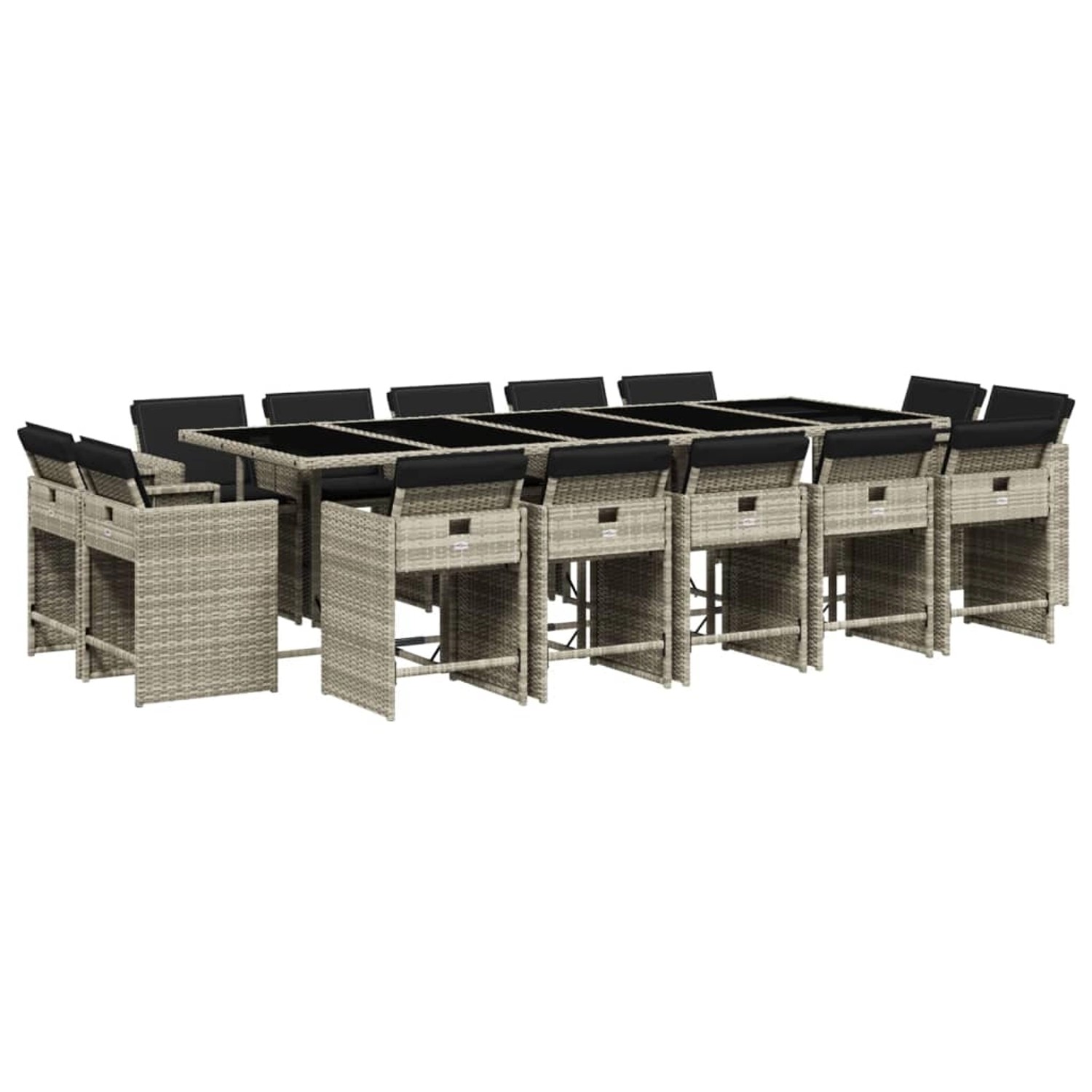 vidaXL 15-Tlg Garten-Essgruppe mit Kissen Hellgrau Poly Rattan 3211235 günstig online kaufen