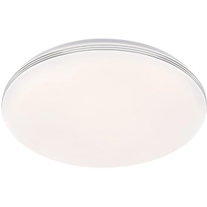 Weiße, runde LED-Deckenleuchte Faro von Fischer & Honsel mit Chromrand, dimmbar.