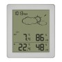 Weiße TFA Funk-Wetterstation Clear mit Anzeige von Innen- und Außentemperatur.