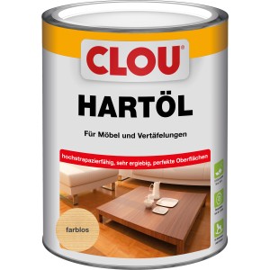 Dose Clou Hartöl Transparent 2,5 l für Holz im Innenbereich, farblos.