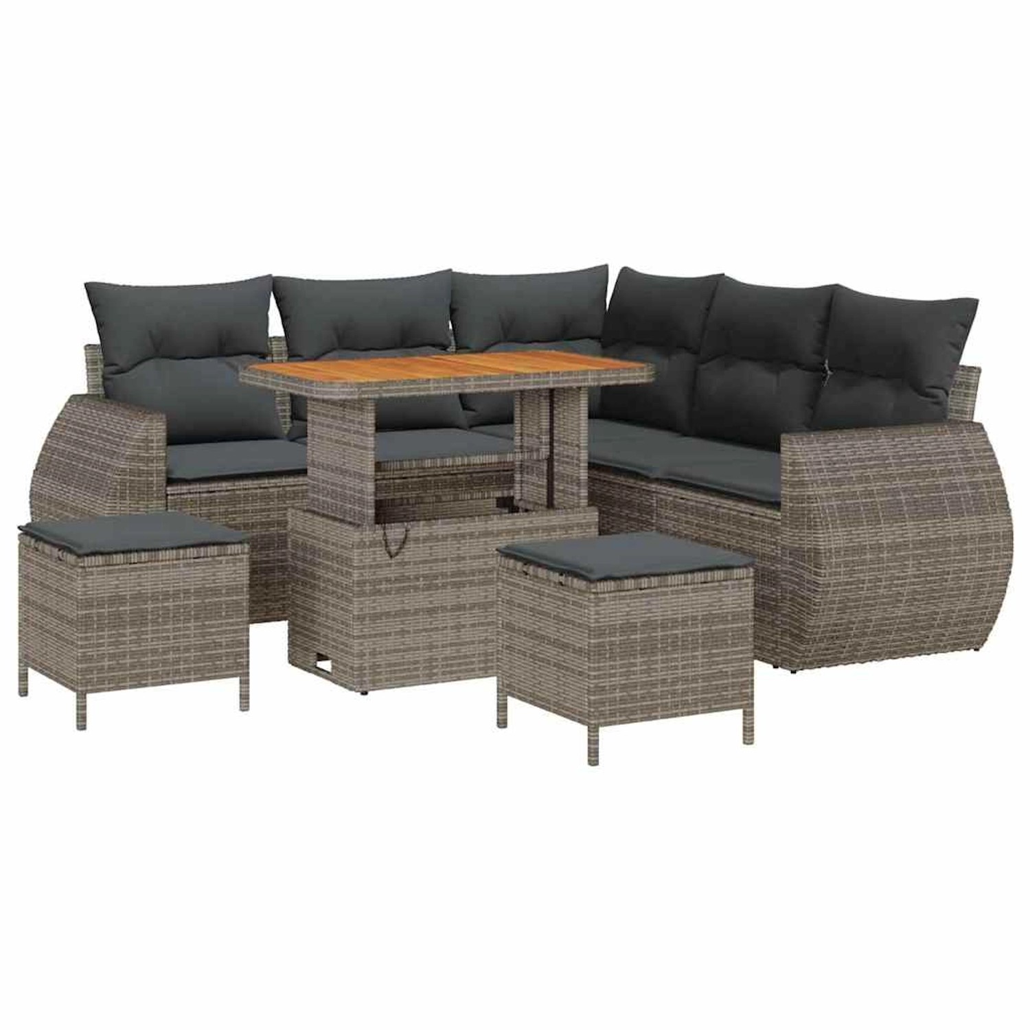 vidaXL Garten-Sofa-Set 8-Tlg Grau Poly Rattan 3361878 günstig online kaufen