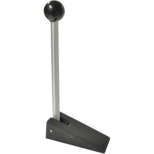 Wagner System Türkeil Lifter, silberner Türstopper mit Hebel und schwarzem Keil.