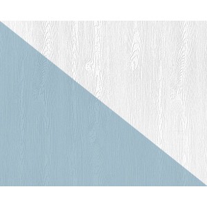 Überstreichbare Struktur-Tapete in Holzoptik, weiß und blau, für individuelle Wandgestaltung.