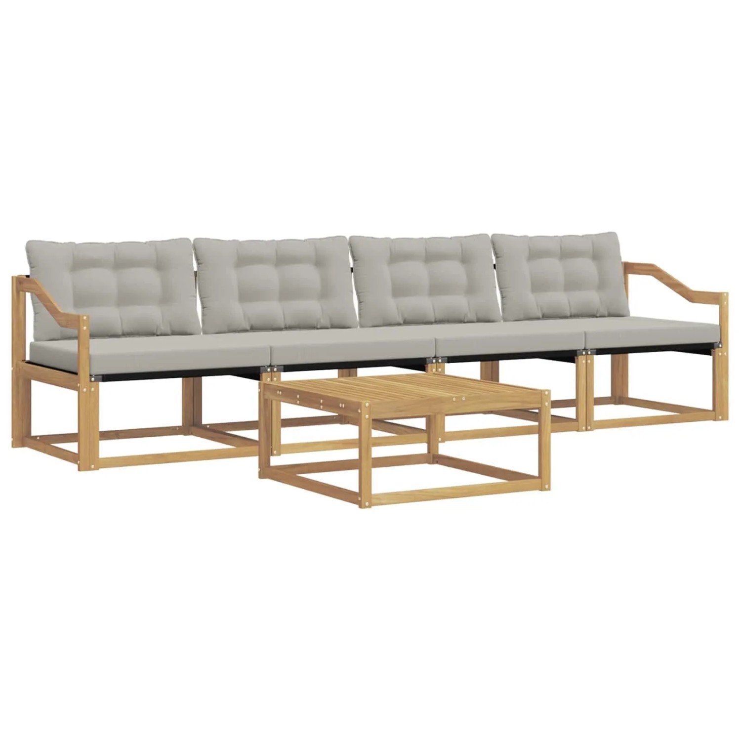 vidaXL Outdoor-Sofagarnitur 5 Stk Weiß und Hellgrau 79 x 79 x 37 cm 3388405