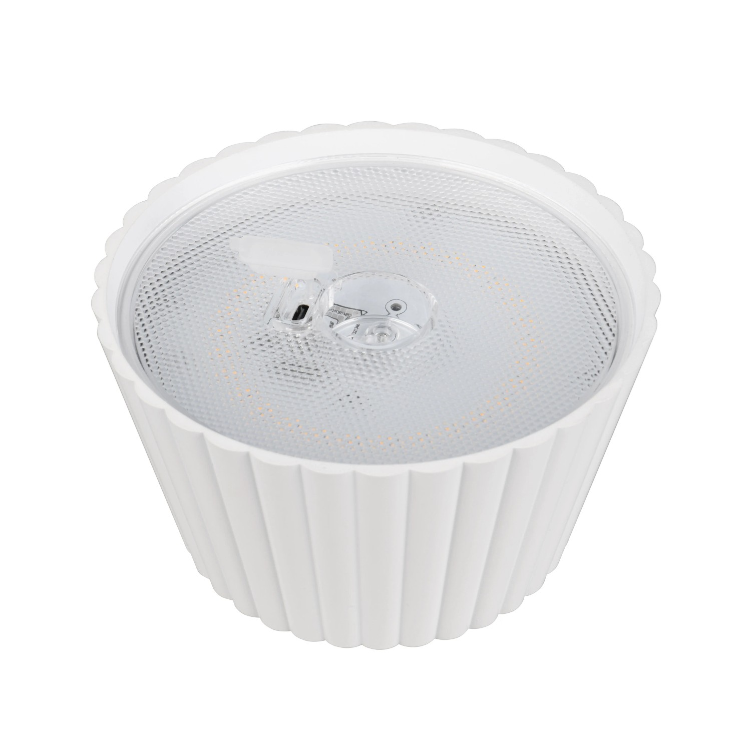 Weiße Reality LED-Tischleuchte Suarez, dimmbare Akku-Lampe mit Ø 13,5 cm.