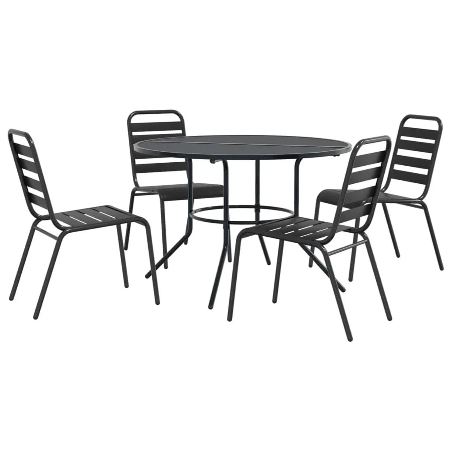 Furnicato Gartenstuhl-set 5-tlg Stapelbar Pulverbeschichteter Stahl