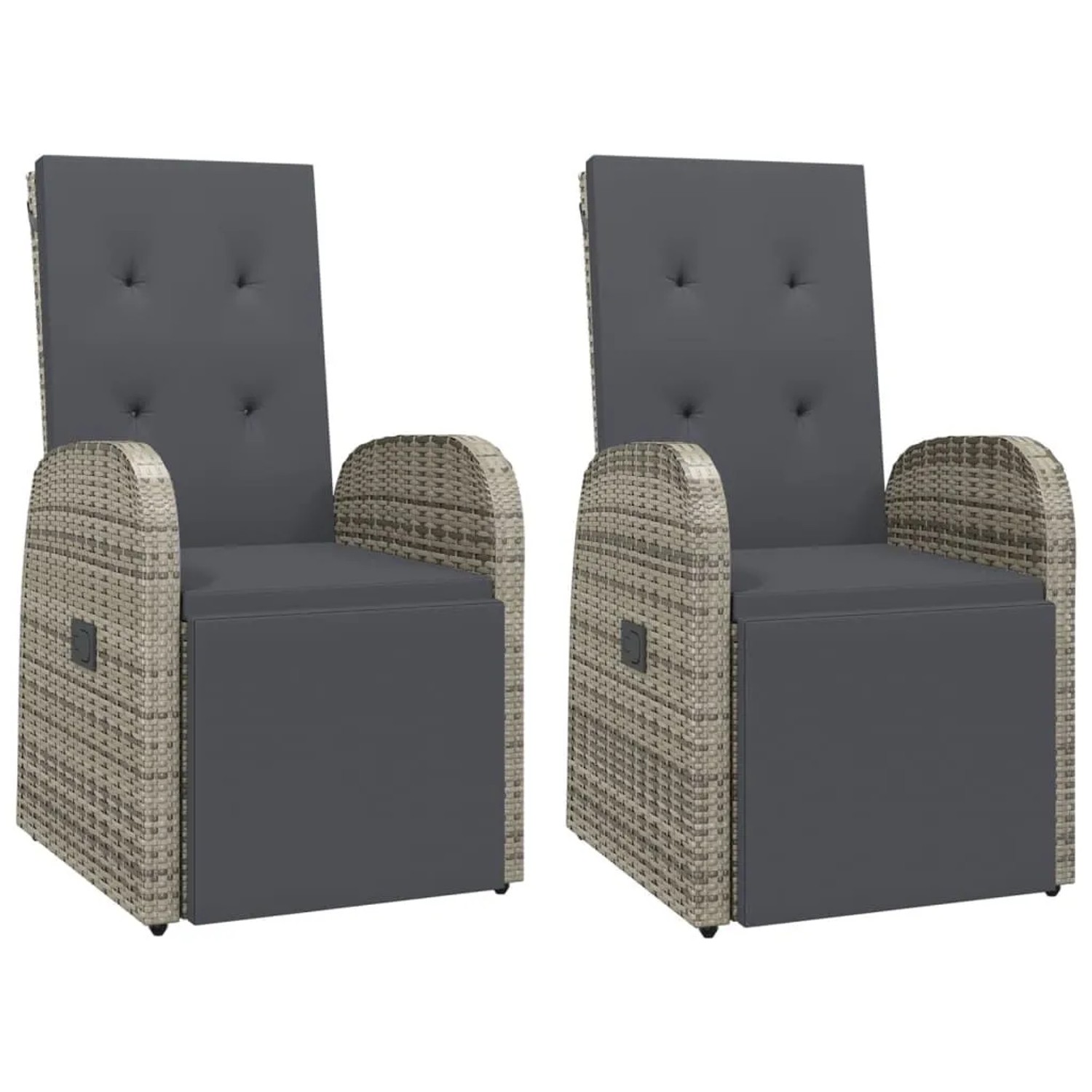 Furnicato Garten-liegestühle Mit Kissen 2 Stk Grau Poly Rattan