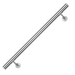 AICA Handlauf Komplettset, Edelstahl, 100 cm, silberfarben, inklusive Befestigung.