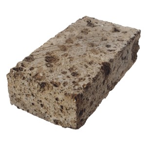 Graphitfarbener Scherf Tuffsteinblock, ca. 37x20x11 cm, für Zierkies- und Splitt-Gartenprojekte.