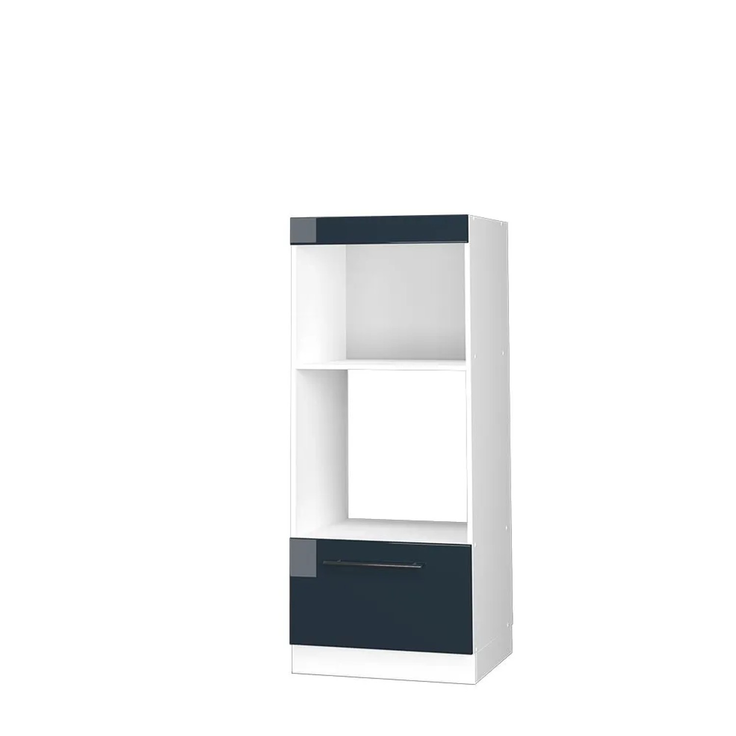 Vicco Mikrowellenschrank Fame-Line DunkelBlau Hochglanz 60 x 154 Offen Opt3