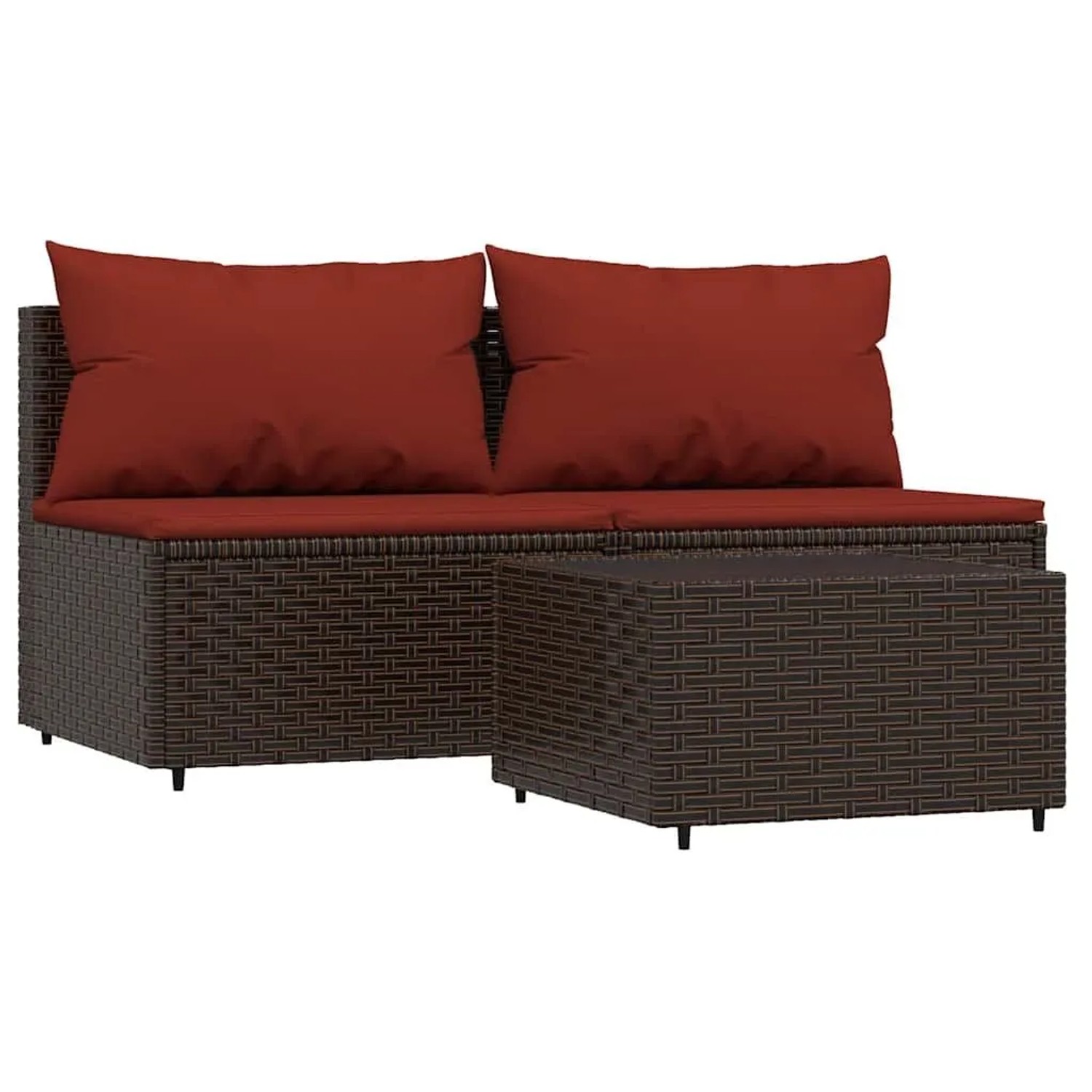 vidaXL 3-Tlg Garten-Lounge-Set mit Kissen Braun Poly Rattan 319819